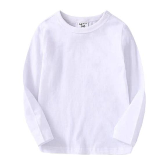 Hotiary Toddler Children Crew Neck and 100% Cotton Long Sleeved T-shirts for Boys and Girls Solid Color Casual Long Sleeved Top 3-13T