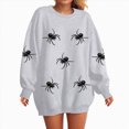 thumbnail image 2 of NOLDARES Halloween Sweatshirts for Women Spider Sweater Cute Spooky Shirt Fall Winter Spooky Pullover Tops,Light Gray,L, 2 of 6