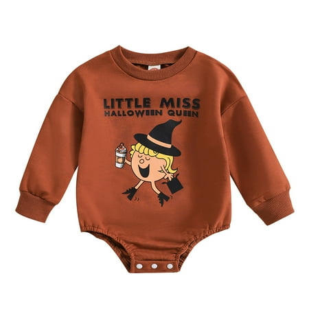 

Baby Girl Onesies Baby Boy s Clothing Halloween Onesie Creeper Long-Sleeved Cartoon Brown Clothes