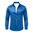 thumbnail image 2 of TKKCS Mens Glossy Satin Dress Shirts- Long Sleeve Lightweight Business Casual Button Down Lapel Wedding Shirts with Chest Pocket Sky Blue Size XL, 2 of 6