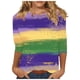 thumbnail image 2 of RKSTN Mardi Gras 3/4 Sleeve T Shirts for Women Top Oversized Crewneck Carnival Mask Print 3/4 Length Sleeve Shirt Womens Casual Round Neck Mask Tuesday Carnival Party Three Quarter Sleeve Tee Shirt, 2 of 5