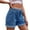 Indigo Blue, variant on FLMEI Women's Denim Shorts High Waisted Short Jeans Drawstring Elastic Waist Summer Cowboy Short Pants for Womens S-XXL