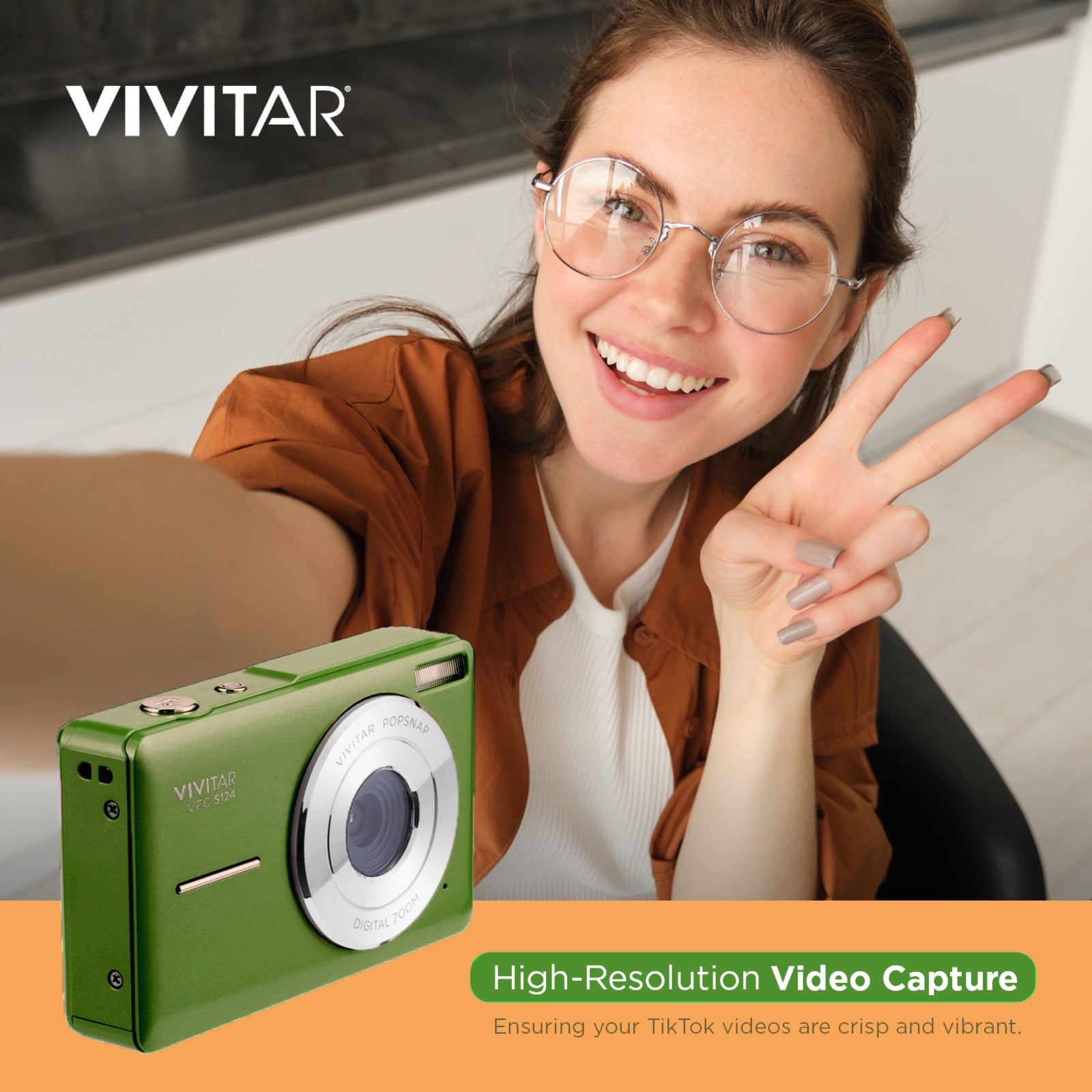 Vivitar Popsnap Compact Digital Camera, Green, 16X Zoom, 1080p, Built-in Flash, Micro SD, Slim Lightweight Pocket Design