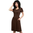 thumbnail image 2 of Made by Johnny Women's Comfy Casual Short Sleeve Flowy Dresses Loose Plain Dress with Pockets XL BROWN, 2 of 6