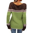thumbnail image 4 of Sarapandan Women's color block long sleeve crew neck knitted sweater striped Sarapandan, 4 of 5