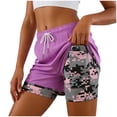 thumbnail image 4 of COMVALUE Womens Swim Trunks with Compression Liner Quick Dry 7 Inch Bathing Suit Beach Short with Zipper Pockets (Purple, XL), 4 of 9