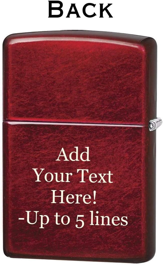 Zippo Lighter - Customized Message on Stamped Heart Candy Apple Pocket 46588