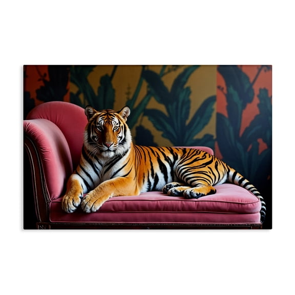 Exotic Tiger Lounging Canvas Wall Art, design by Lettered and Lined