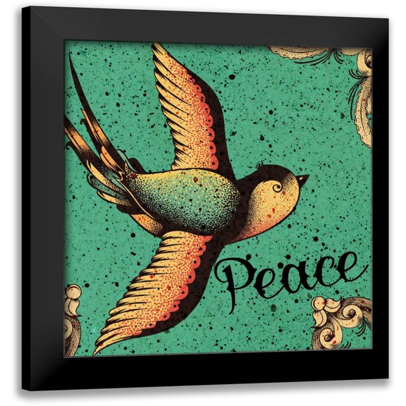 BoMo 15x15 Black Modern Framed Museum Art Print Titled - Peace Bird