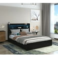 thumbnail image 6 of Full Bed Frame with 6 Storage Drawers & Charging Station, 44" Headboard Storage Shelf, LED Light, Noise Free Metal Platform Bed, No Box Spring Needed, Black, 6 of 8