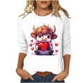 thumbnail image 2 of Xdegoge Valentines Tops for Women Crew Neck 3/4 Sleeve Pullover Cute Playful Prints Top Lightweight Cozy Plus Size Pullovers, 2 of 6