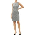 thumbnail image 2 of Sleeveless Plaid Dresses for Women's Round Neck Work Office Casual Midi Dress XS Black, 2 of 6