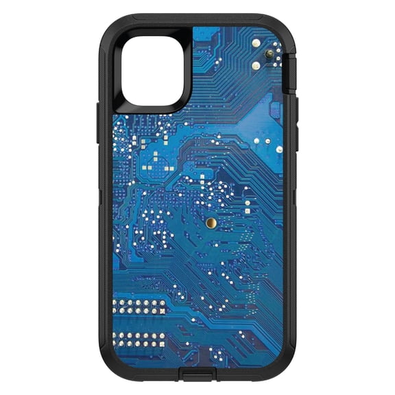 DistinctInk Custom SKIN / DECAL compatible with OtterBox Defender for iPhone 11 Pro (5.8" Screen) - Blue Circuit Board Image - Printed Circuit Board Image