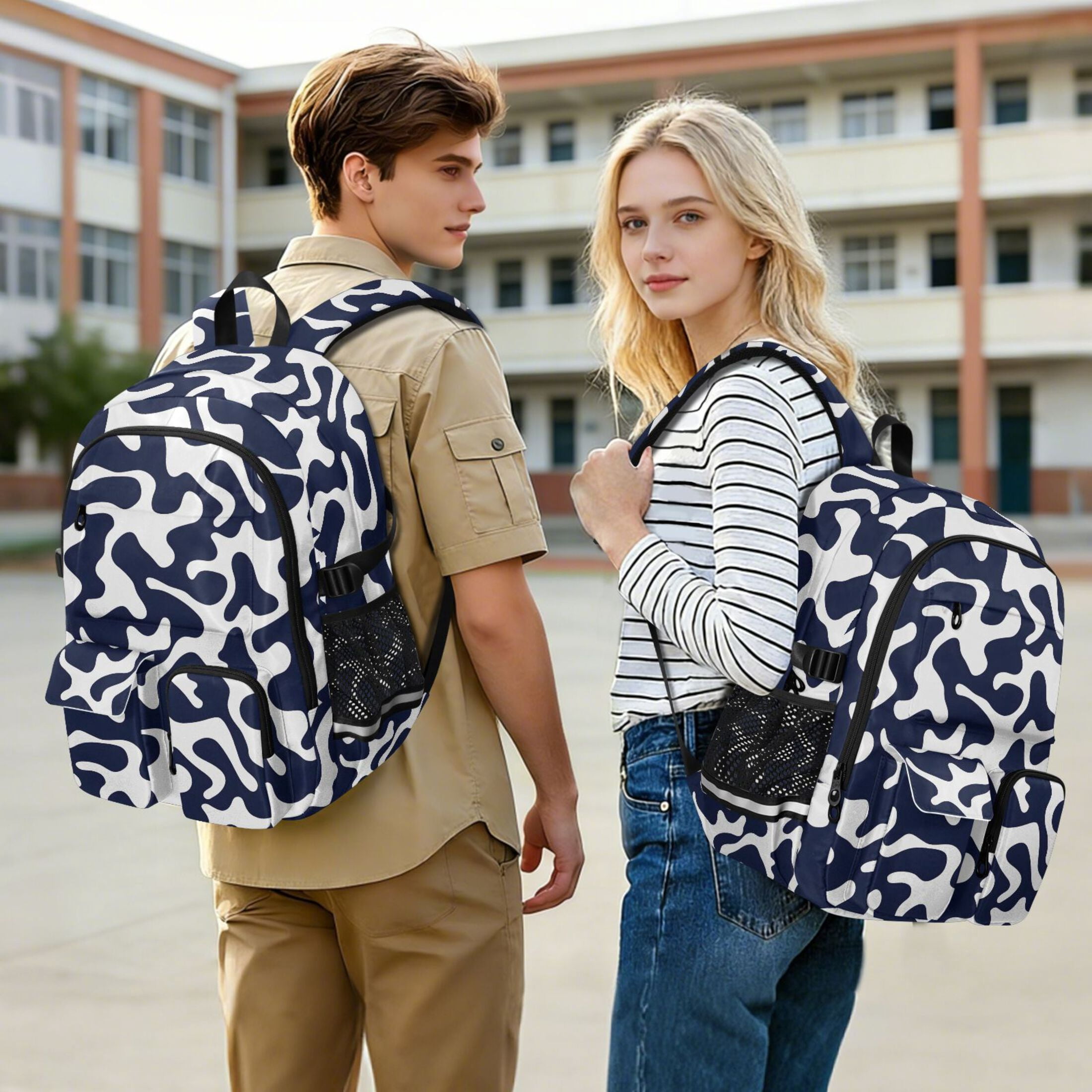 ALAZA Cows Wavy Print Student Backpack School Bookbag Large Laptop Daypack Travel Bag