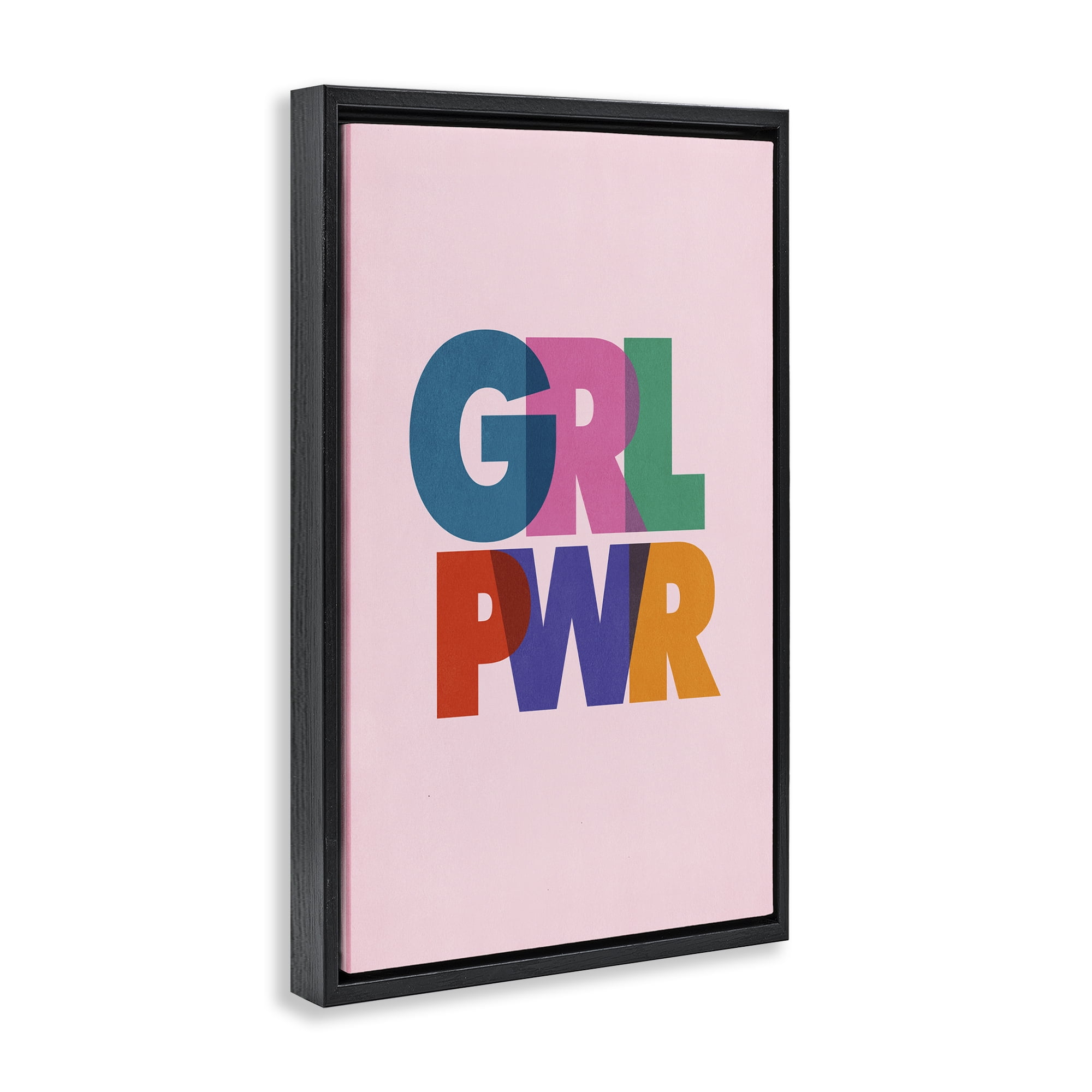 Stupell Industries Girl Power Pastel Text Text & Numbers Painting Black Floater Framed Canvas Art Print Wall Art, 21 x 31
