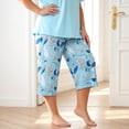 thumbnail image 7 of UNEEI Plus Size Pajamas Set for Women,2 Piece Loungewear Set Floral Sleepwear for Spring Summer Fall,Soft Lightweigh V Neck Short Sleeve Top and Capri Pants, 3XL Light Blue, 7 of 7