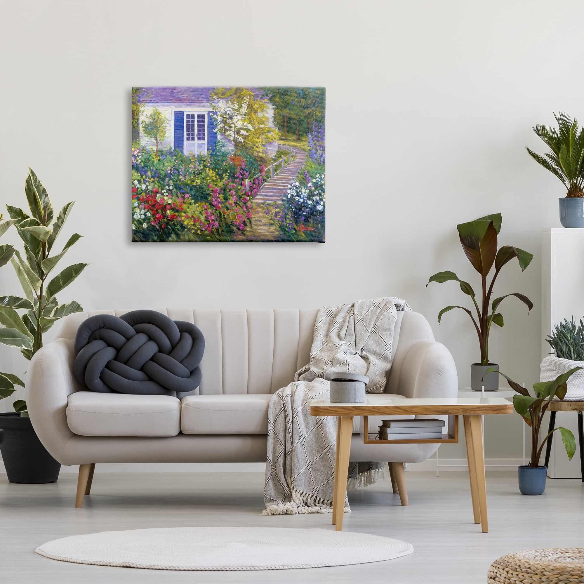 Stupell Industries Garden Cottage House Landscape Painting Gallery Wrapped Canvas Art Print Wall Art, 40 x 30