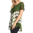 thumbnail image 4 of Sakkas Lulu Short Sleeve Summer Casual Fresh Blouse Top Lace Tie-dye & Corset - Green - Plus Size, 4 of 5