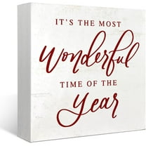 Cskhip It's The Most Wonderful Time of The Year Wood Box Sign. Christmas Decorations Indoor for Table .Christmas SIgn 5x5 inch