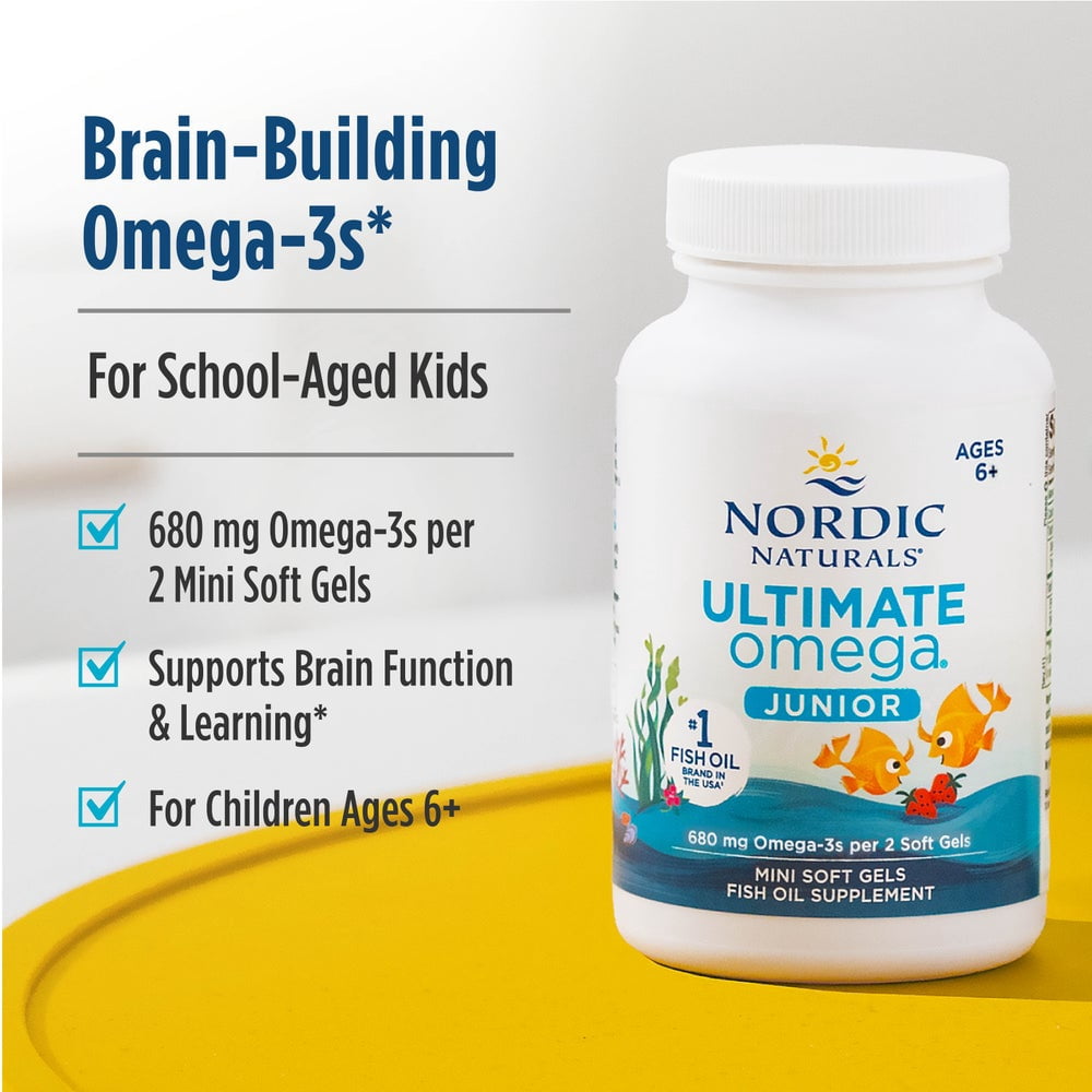 Nordic Naturals Ultimate Omega Junior Softgels, 680 Mg, Fish Oil, 120 Ct