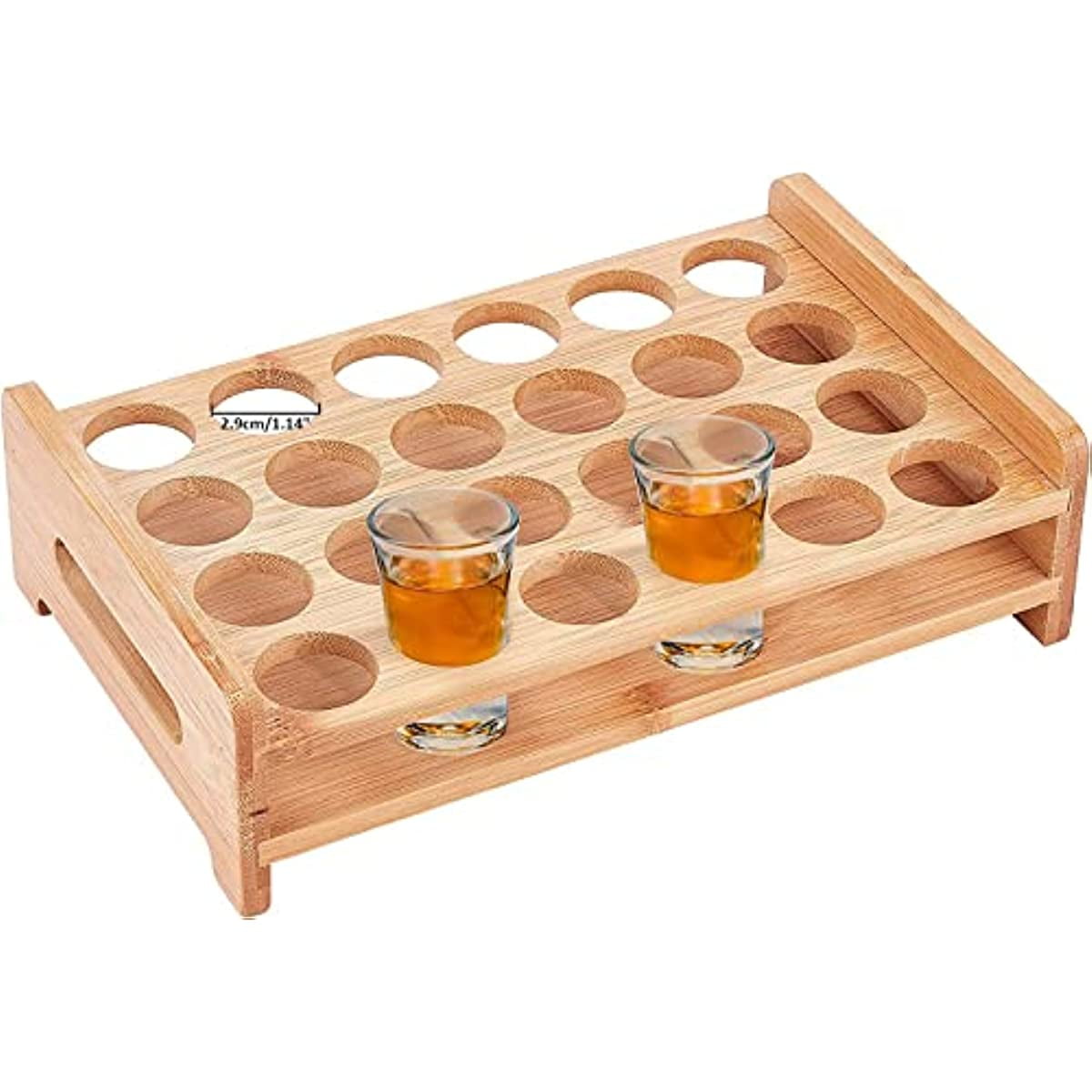 24 Shot Glass Tray Holder Hole 1.14" Bar Bamboo Shot Glass Holder Wine
