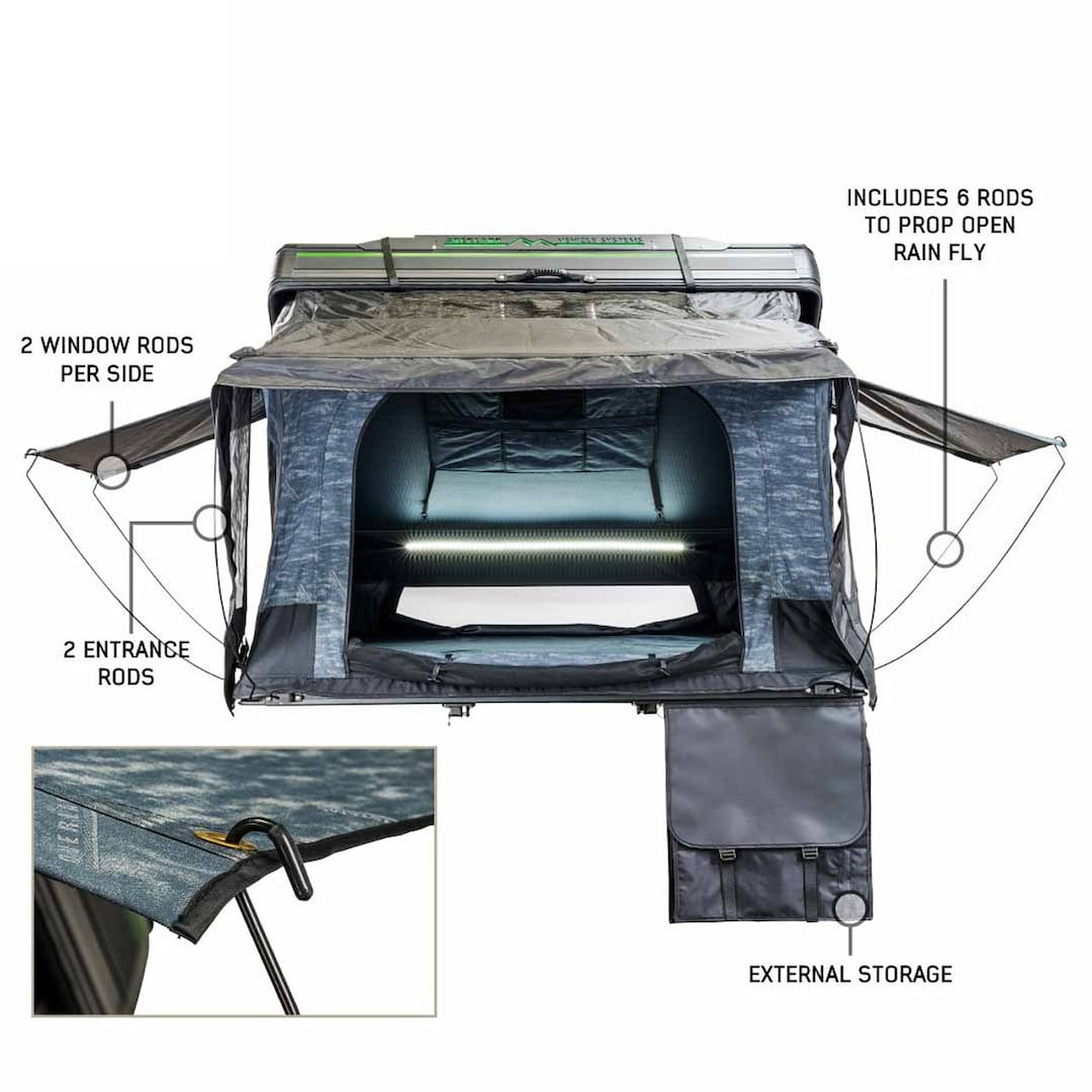 XD Everest 2 - Cantilever Aluminum Roof Top Tent, 2 Person, Grey Body & Black Rainfly