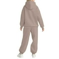 thumbnail image 5 of Womens 2 Piece Outfits Hoodie Sweatsuit Sets Over Sized Sweatshirt Baggy Fall Fashion Sweatpants with Pockets, for Winter Lounge and Casual Activities,Coffee,L, 5 of 7