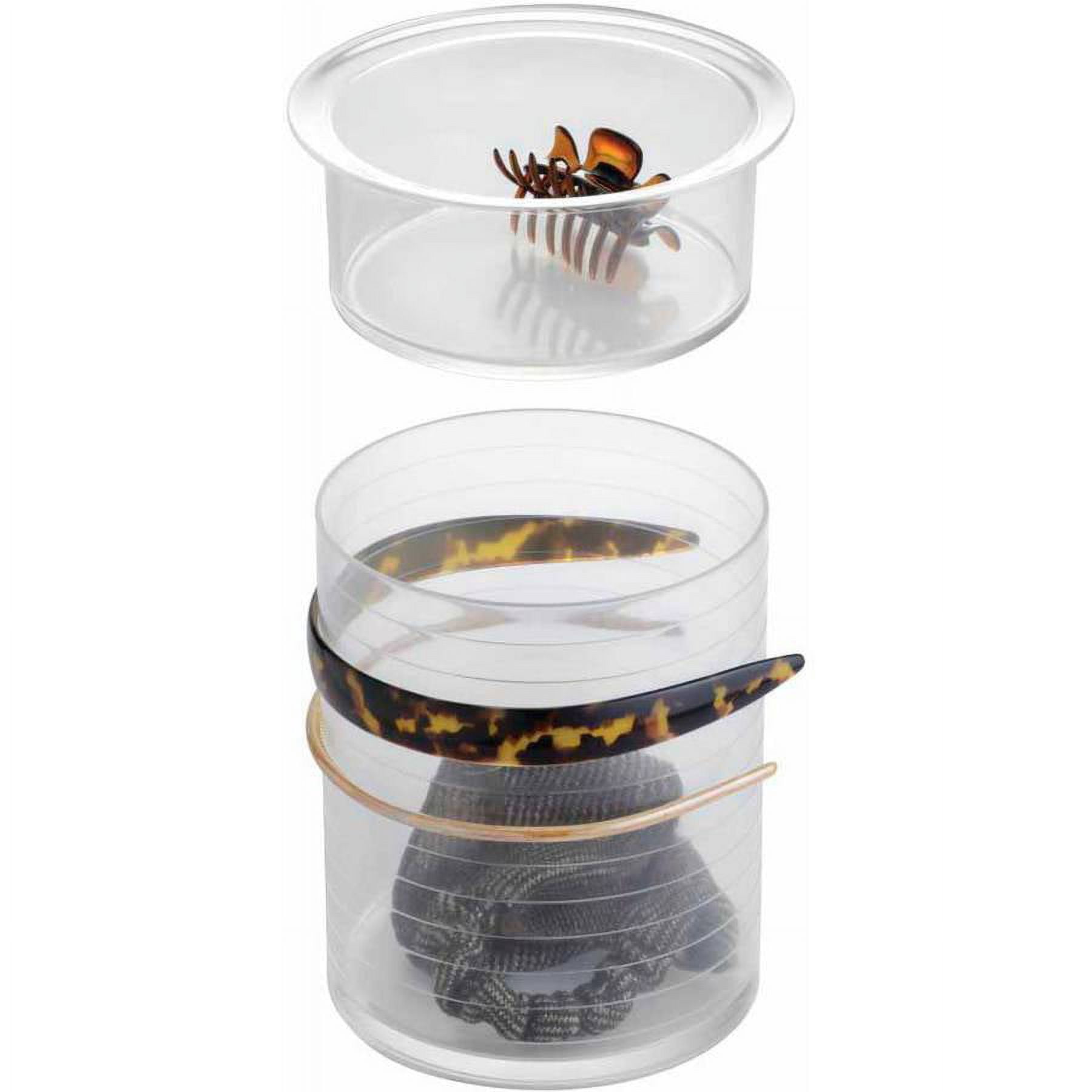 iDesign Hair Tool Organizer Canister for Headbands, Hair Ties and More, The Clarity Collection 6 x 6 x 7 , Clear Accessory Holder