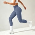 thumbnail image 5 of IUYRTFE Women Solid Color Full Length Yoga Pants High Waist Stretch Workout Leggings for Gym Running Daily Wear, 5 of 7
