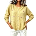 thumbnail image 5 of Womens Floral Cardigan Sweater Long Sleeve Crew Neck Button Down Coat Fashion Comfy Casual Loose Knitted Outwear (XXXL, Yellow-F), 5 of 6