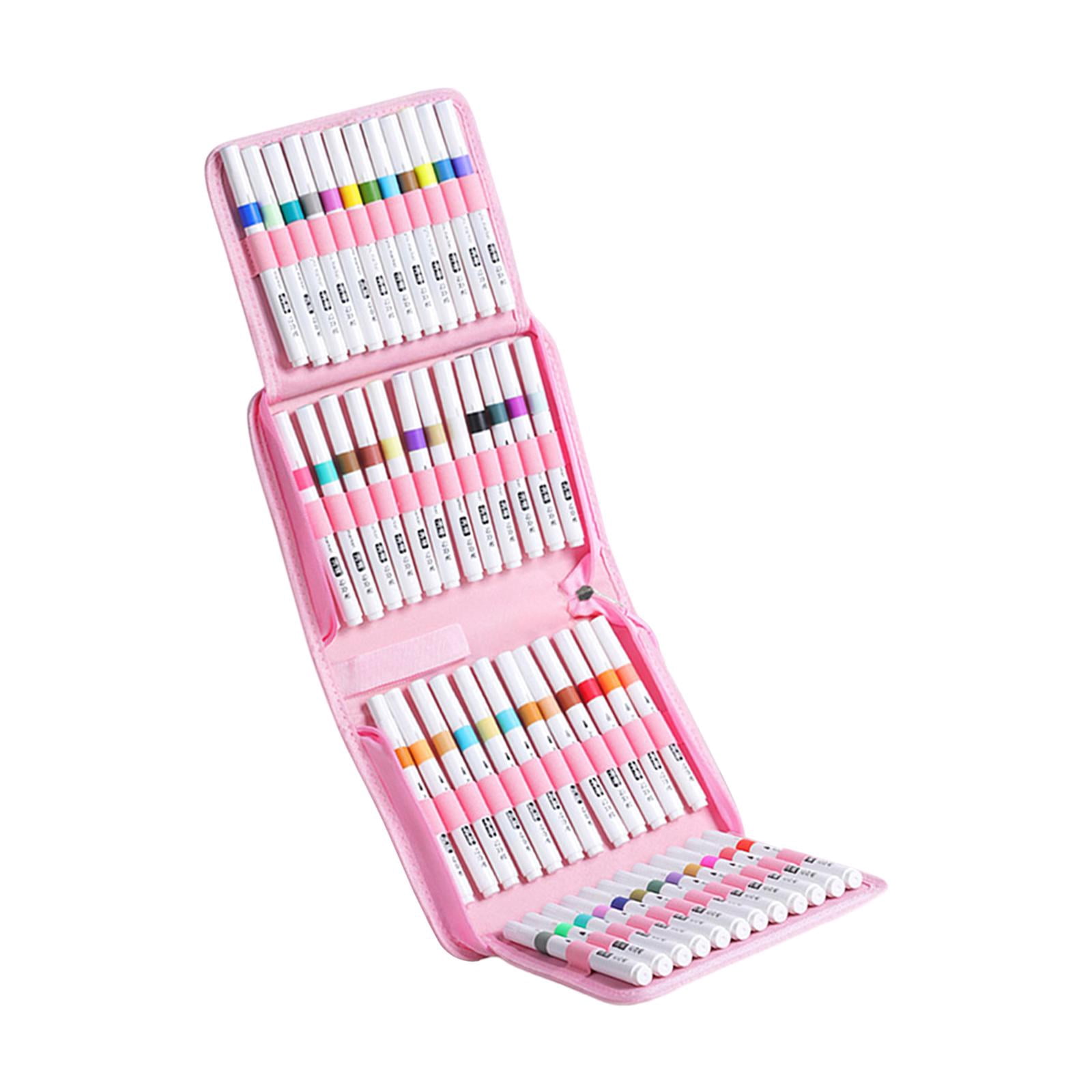 Tachiuwa 48 Pieces Acrylic Paint Markers Drawing Markers Brush Tip Marker Pen Set Acrylic Paint Pens with Carry Case for Stone Ceramic
