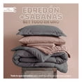 thumbnail image 2 of Set Edredón Individual + Funda De Almohada + Sábanas 7 Pzas Real Textil Gris - Tabaco, 2 of 8