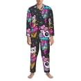 thumbnail image 3 of Naloa Cat Icecream Men’s Pajamas Set - Long Sleeve Button Down Sleep Shirt and Pajama Bottoms Sleepwear Set-Large, 3 of 7