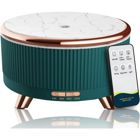 Diffusers for Essential Oils Large Room Humidifier, 500ml Aromatherapy Diffuser Cool Mist Humidifier with Remote Control,7 Colors Lights & 3 Mist Mode Waterless Auto Off for Women Office Home Green