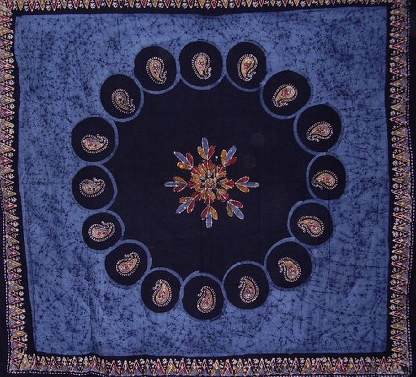 Batik Tapestry Cotton Bedspread 108 x 108 Queen-King Green