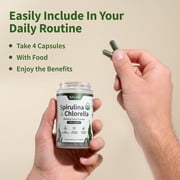 Snap Supplements Organic Chlorella Spirulina Capsules - Plant Vitamins, Super Greens, 120 Capsules, 3-Pack