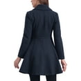 thumbnail image 3 of Abrigo largo de invierno INSPIRE CHIC para mujer, con cuello de solapa y doble botonadura, color azul oscuro, 3 of 6