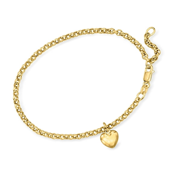 Ross-Simons Italian 18kt Yellow Gold Heart Charm Bracelet, Women's, Adult