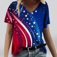 thumbnail image 2 of ZQUUVOU 4Th Of July V Neck Patriotic T-Shirts Women American Flag Print Short Sleeve Tops B-Blue (XL), 2 of 4