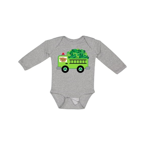 Inktastic Irish St Patricks Day Fire Truck Boys or Girls Long Sleeve Baby Bodysuit