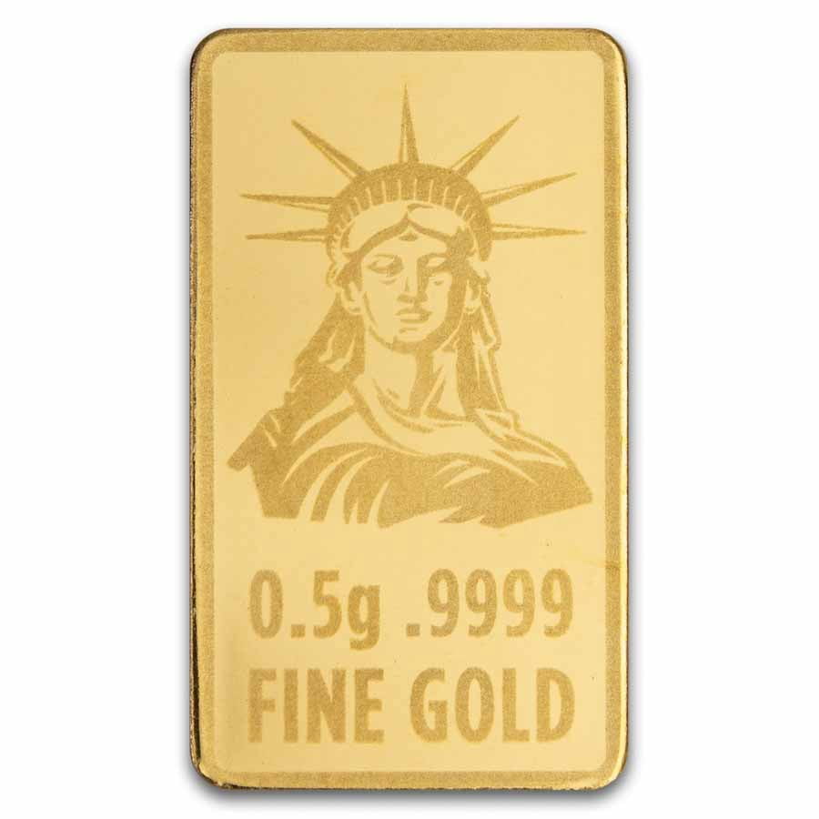 1/2 gram Gold Bar - United States Flag & Statue of Liberty
