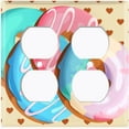 thumbnail image 3 of Metal Light Switch Plate Cover Colorful Retro Doughnuts Beige Heart Wallpaper CAK038, 3 of 13