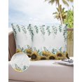 thumbnail image 6 of Waterproof Throw Pillow Covers, Sunflower Eucalyptus Leaves Watercolor Summer Plant Farm Decor Decorative Pillowcase Soft Cushion Case for Patio Couch Tent Balcony, Set of 2 Square, 18"X18", 6 of 6