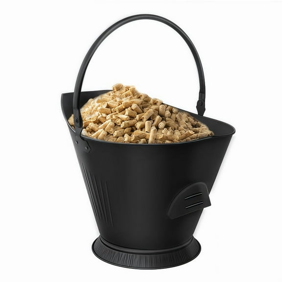 Active Mind Ltd 3.20Gal Steel Ash Bucket - Heat-Resistant Bin for Hot Ash/Pellets, Safe Fireplace Ash Disposal w/Handle