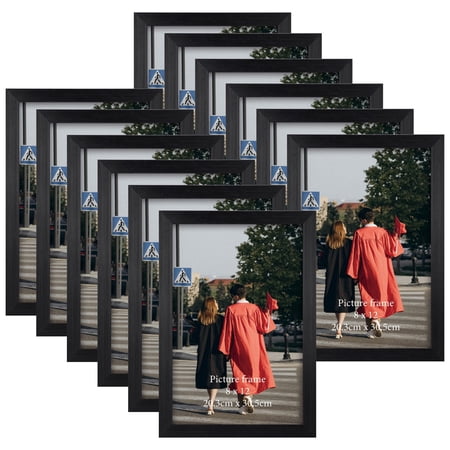 8x12 Picture Frame Set of 12, 8 x 12 Photo Frames Bulk for Wall or Tabletop Display, Black