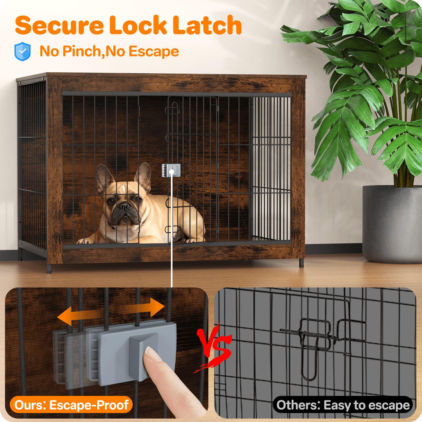 TIME RAY 32"Dog Crate Furniture with Secure Lock, Wooden Dog Kennel End Table Indoor Dog Cage for Small/Medium Dogs, Decorative Pet Crate Table for Home Indoor Use