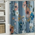 thumbnail image 6 of Chilfamy Watercolor Floral Shower Curtain, Blue Beige Flower Shower Curtain for Bathroom, Modern Minimalist White Waterproof Fabric Shower Curtain Set with Hooks White, 6 of 7