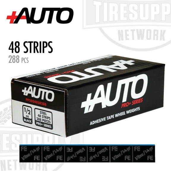  AUTO 1/2oz, 0.5oz, Steel, Adhesive Stick on Wheel Weights, EZPeel Tape Weights, Cars, Trucks, SUVs, Motorcycle, Low Profile, Rim Contoured, OE Certified, U.S.A. Professional Grade, 288pcs (Black)