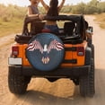 thumbnail image 4 of Delerain Black White American Flag Spare Tire Cover with Backup Camera Hole Wheel Protectors Sun Protector Waterproof for Trailer RV SUV Truck and Many Vehicle(13 Inch for Diameter 21"-23"), 4 of 10