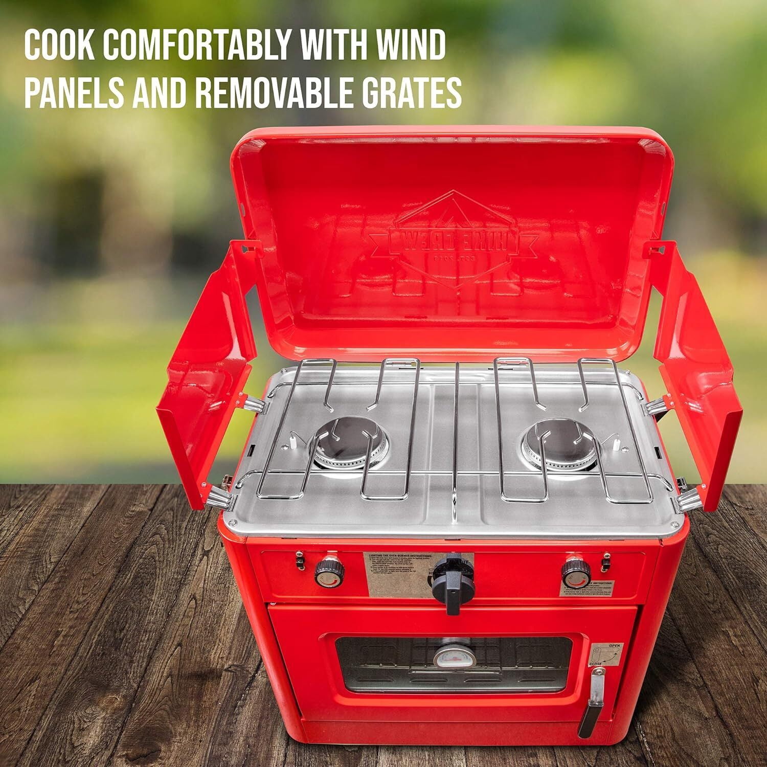 Portable Gas Oven & Stove - Dual Burner Camping Oven with Thermometer - Outdoor Cooking for Tailgating & Picnics